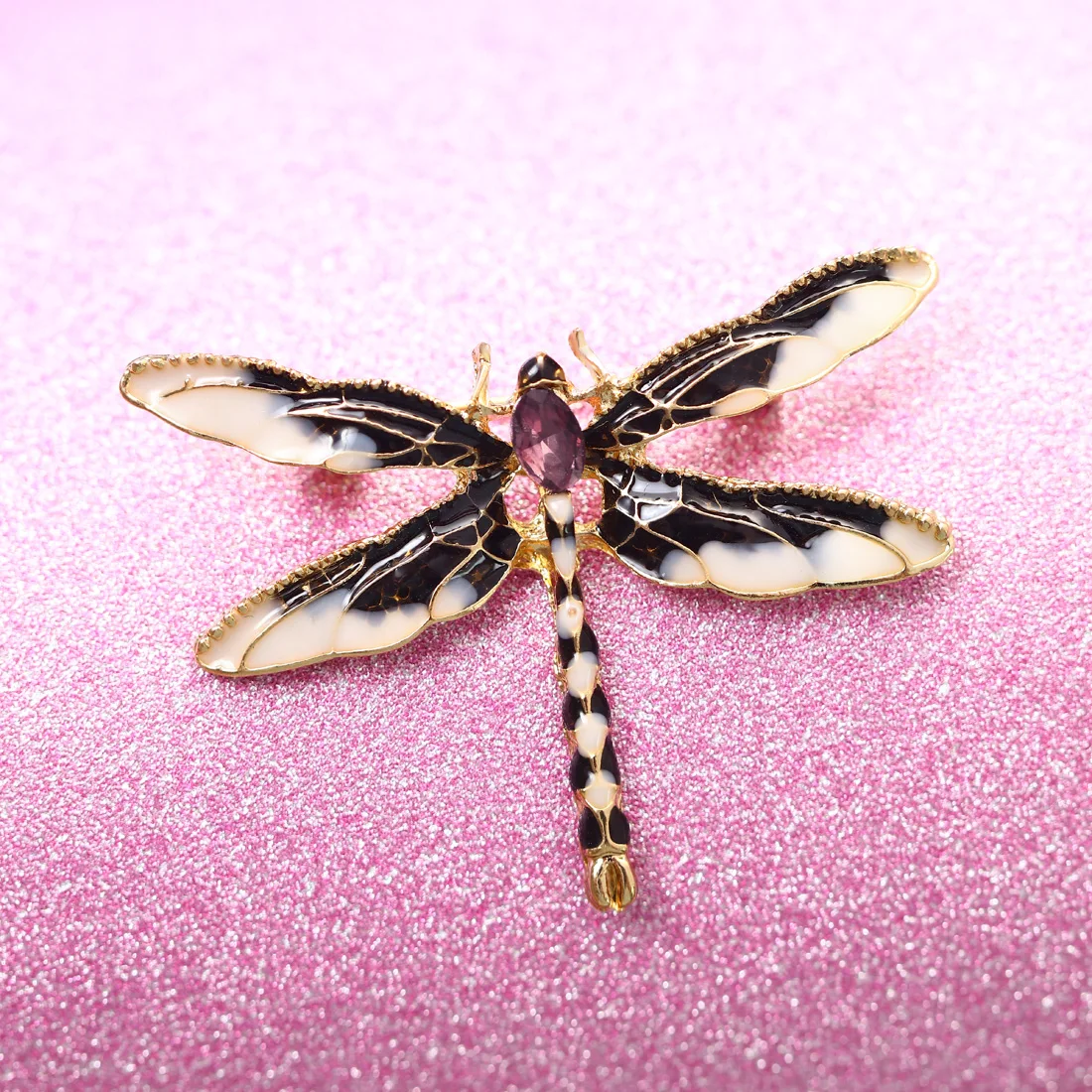 Эмаль синяя зеленая стрекоза броши для женщин и мужчин золото плиссированные