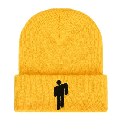 Billie Eilish Beanie, 15 цветов, вязаная зимняя шапка, одноцветная, в стиле хип-хоп, вязанная шапка Skullies, шапка, аксессуар для костюма, подарки, теплая зимняя шапка - Цвет: Цвет: желтый