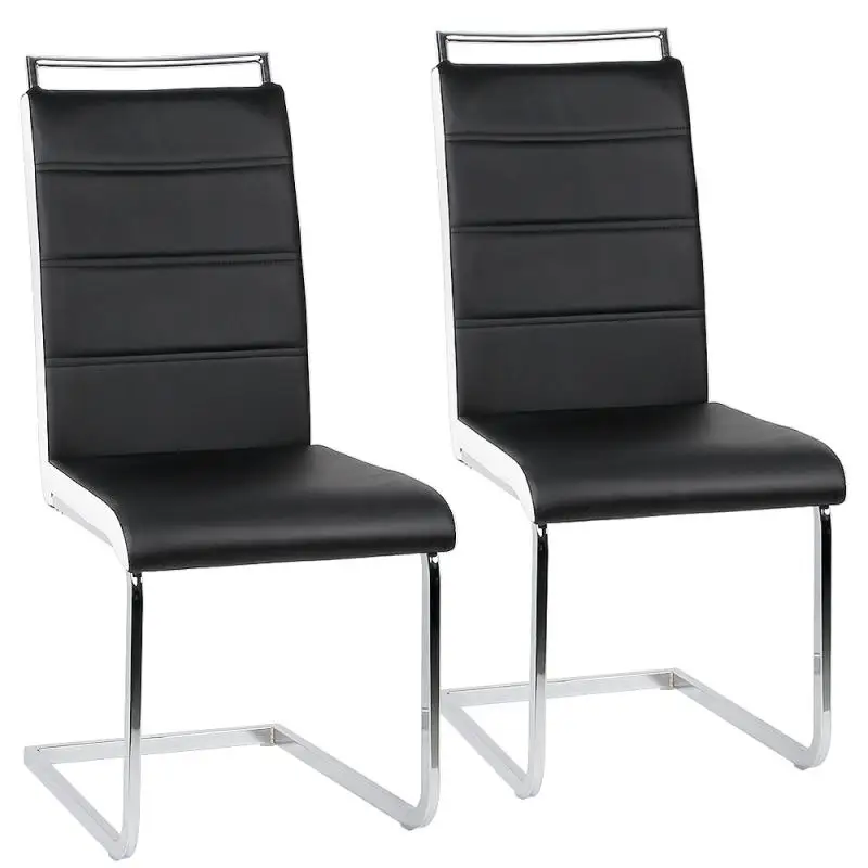 

2x black dining table chair office chair kitchen chair suitable for kitchen dining room living room lounge home HWC