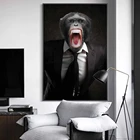 Злобная обезьяна в костюме стена искусственные животные холст фотография обезьянки в деловом костюме