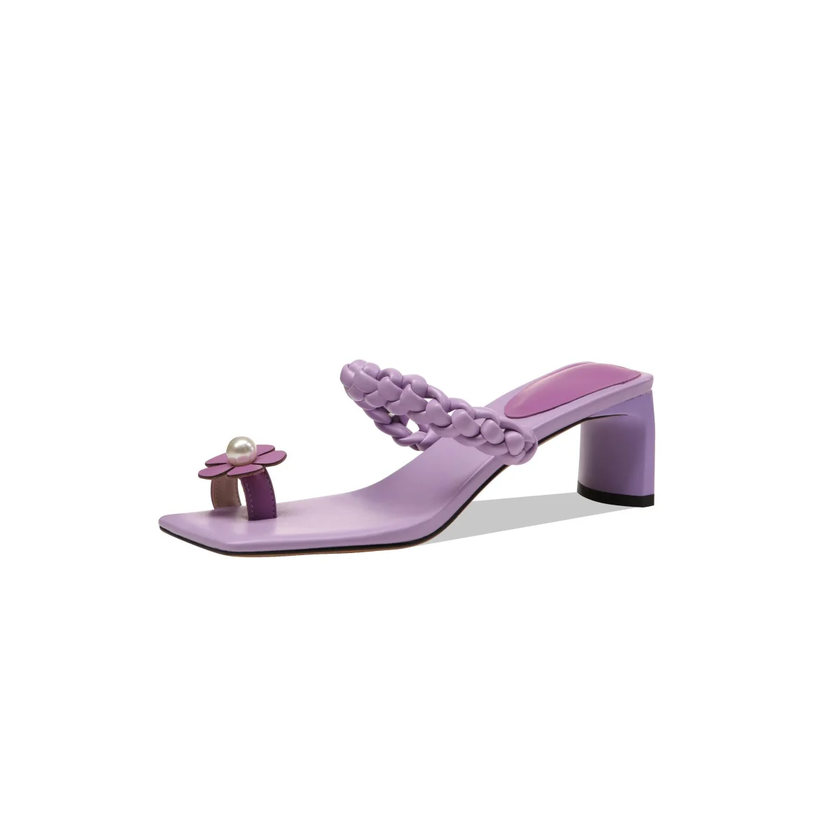 

2021 summer fashion women's slippers comfortable real leather material exquisite flowers decoration 5.5cm high heels shoes women