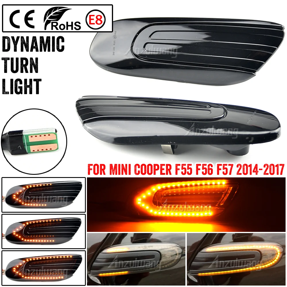 

For Mini Cooper F56 F55 F57 Dynamic LED Side Marker Light Indicator For Mini Cooper Accessories 2pcs Flowing Side Repeater Lamp