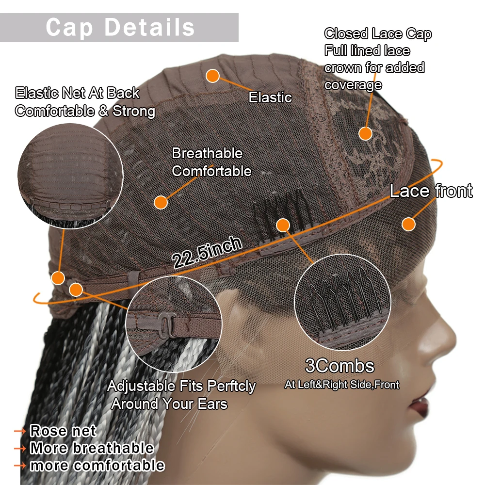 

30 Inch Long Braided Wig Synthetic Lace Front Wig Preplucked With Baby Hair Lace Wig For Black Women Hair Expo City