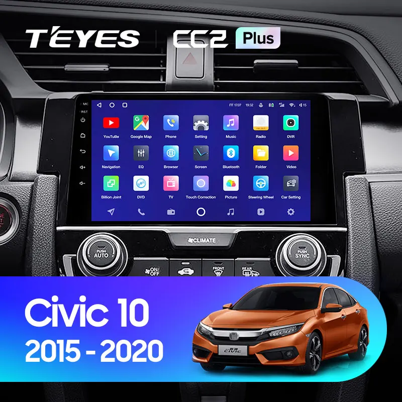 TEYES CC2L и CC2 Plus Штатная магнитола For Хонда Цивик 10 Honda Civic FC FK 2015 - 2020 Android до 8-ЯДЕР 6 +
