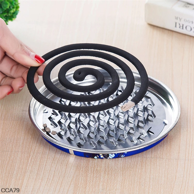 

Mosquito Coil Holder Tray Frame Safe Metal Round Rack Plate Spiral Incense Insect Repellent 1 Pcs