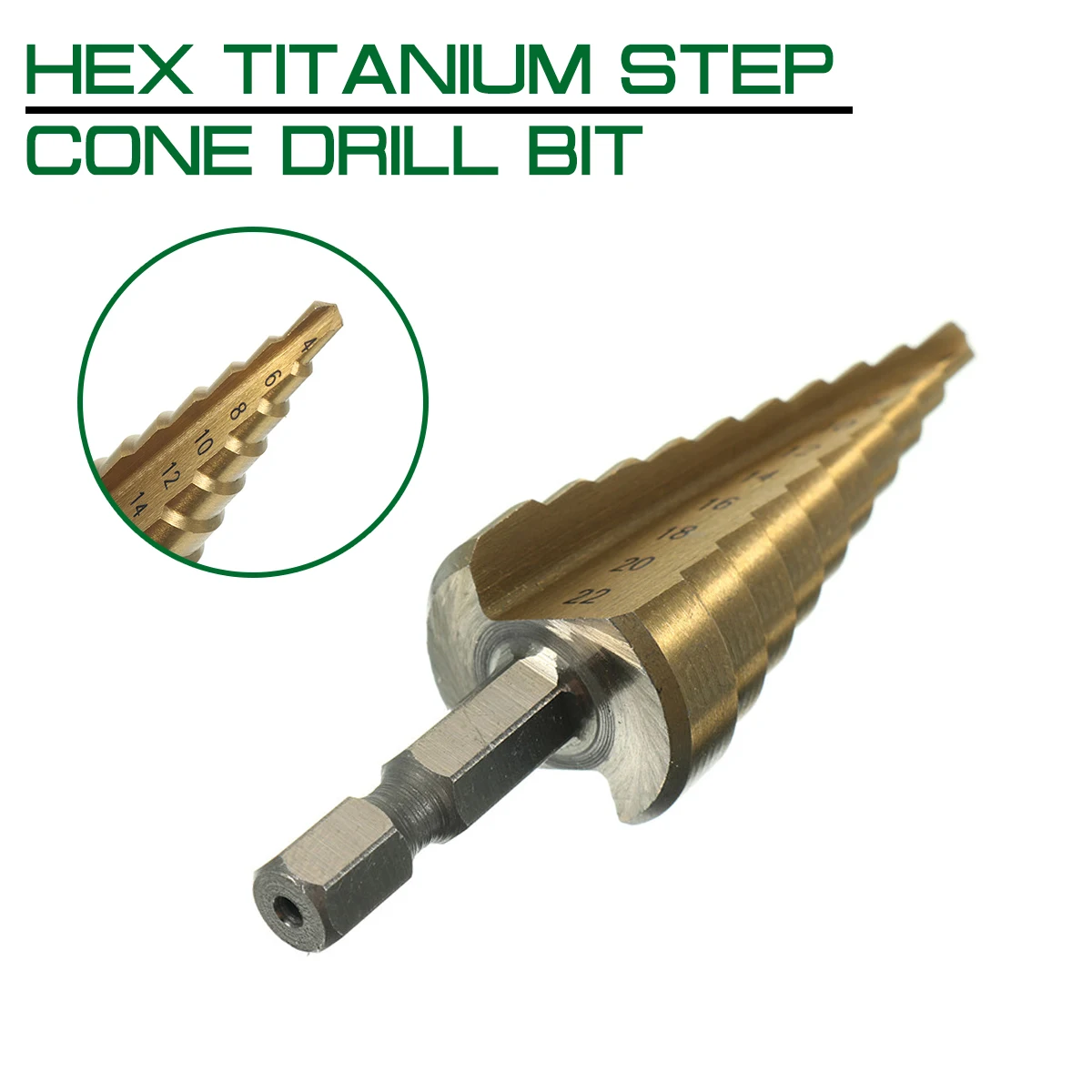 

1PC Hex Titanium Step Cone Drill Bit HSS 4241 Hole Cutter 4-22MM For Sheet Metalworking Wood Drilling High Quality Power Tools