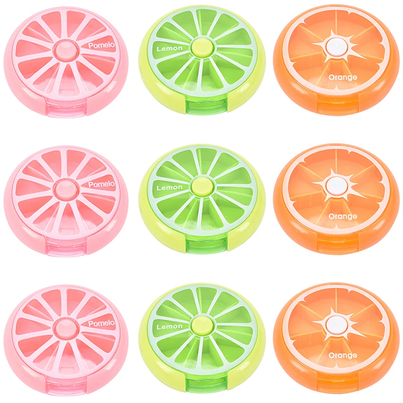 

1PCS Portable Medicine Box Outdoor Travel Round 7-Day Rotating Pill Cases Tablet Dispenser Storage Container