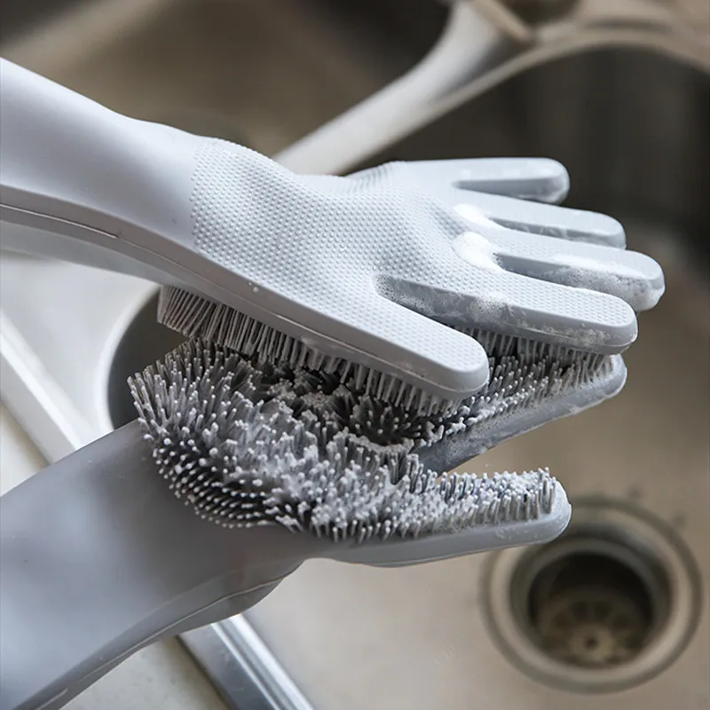 Силиконовая перчатка для мытья посуды Golves скрабирования кухни изолированная