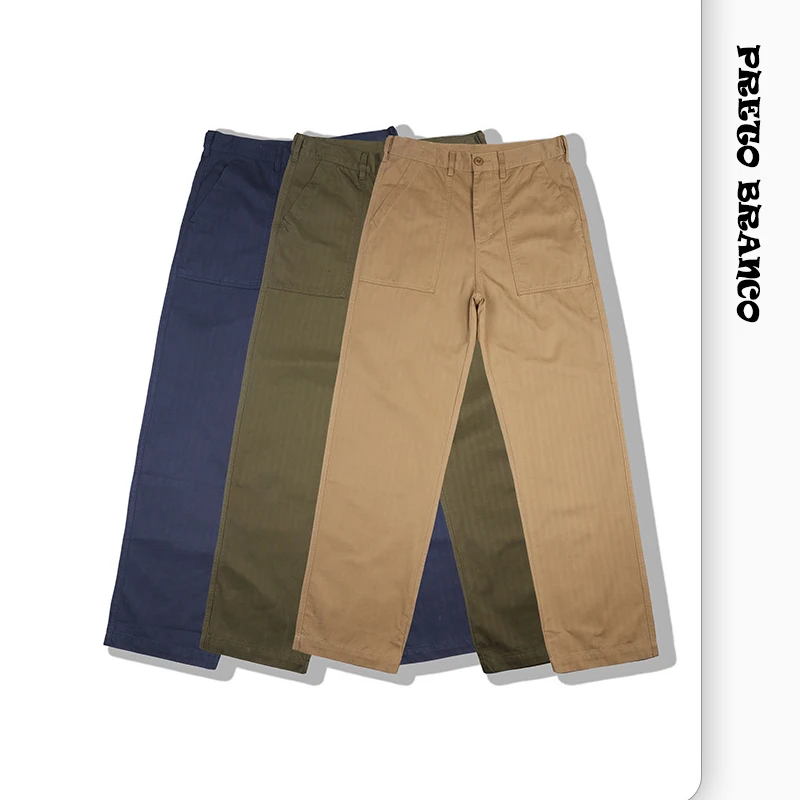 Американские ретро брюки в стиле милитари рандомные повседневные елочку цвета