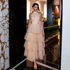 Элегантное Тюлевое Многоярусное платье цвета шампанского для выпускного вечера с лямкой на шее вечерние платья для вечеринки платья