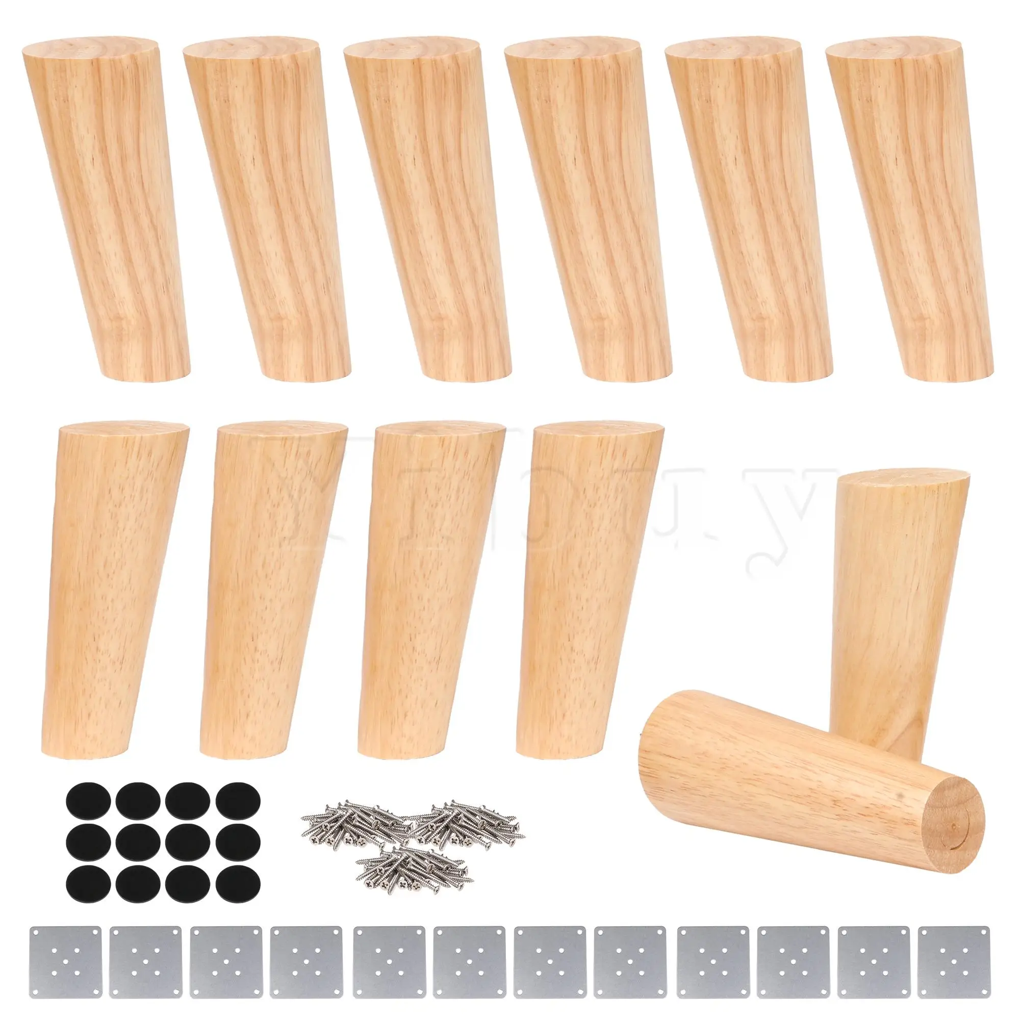 

12 Pieces 15cm H Wood Oblique Tapered Furniture Feets Tea Table Legs
