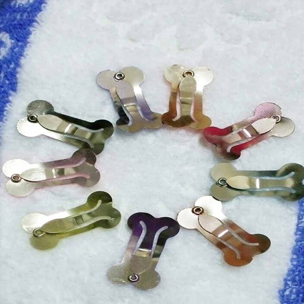 

10pcs Animal Metal Accessories Decoration Bone Puppy Print Random Grooming 2.5cm Pet Hair Clip