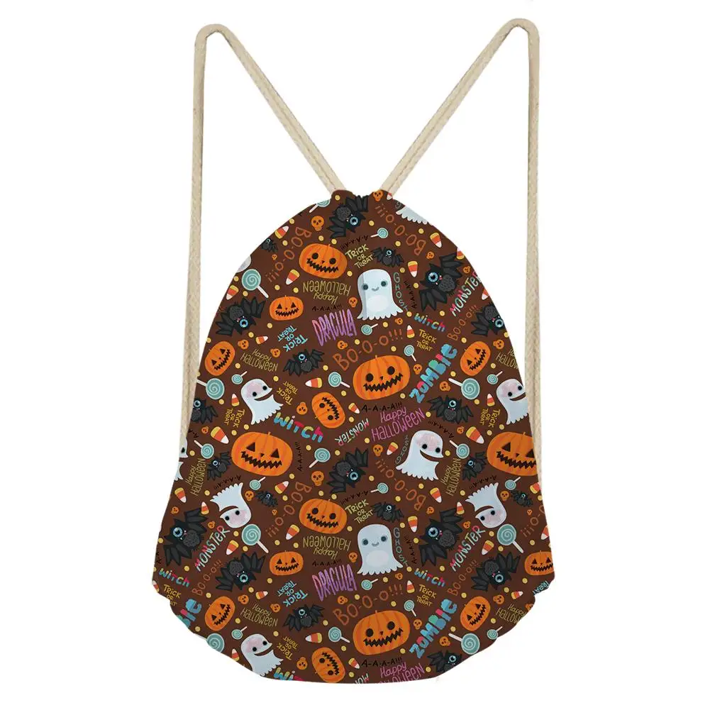

Unisex Halloween Skull Pumpkin Lantern Ghost Drawstring Bag Backpacks Printing Bags Pouch Shoes Draw String Bag Shopping Bagpack