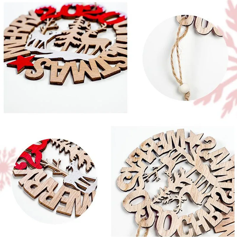 Wooden Christmas Tree Pendants Ornaments 2020 Xmas Letters Hanging Decor Outdoor Accessories | Дом и сад