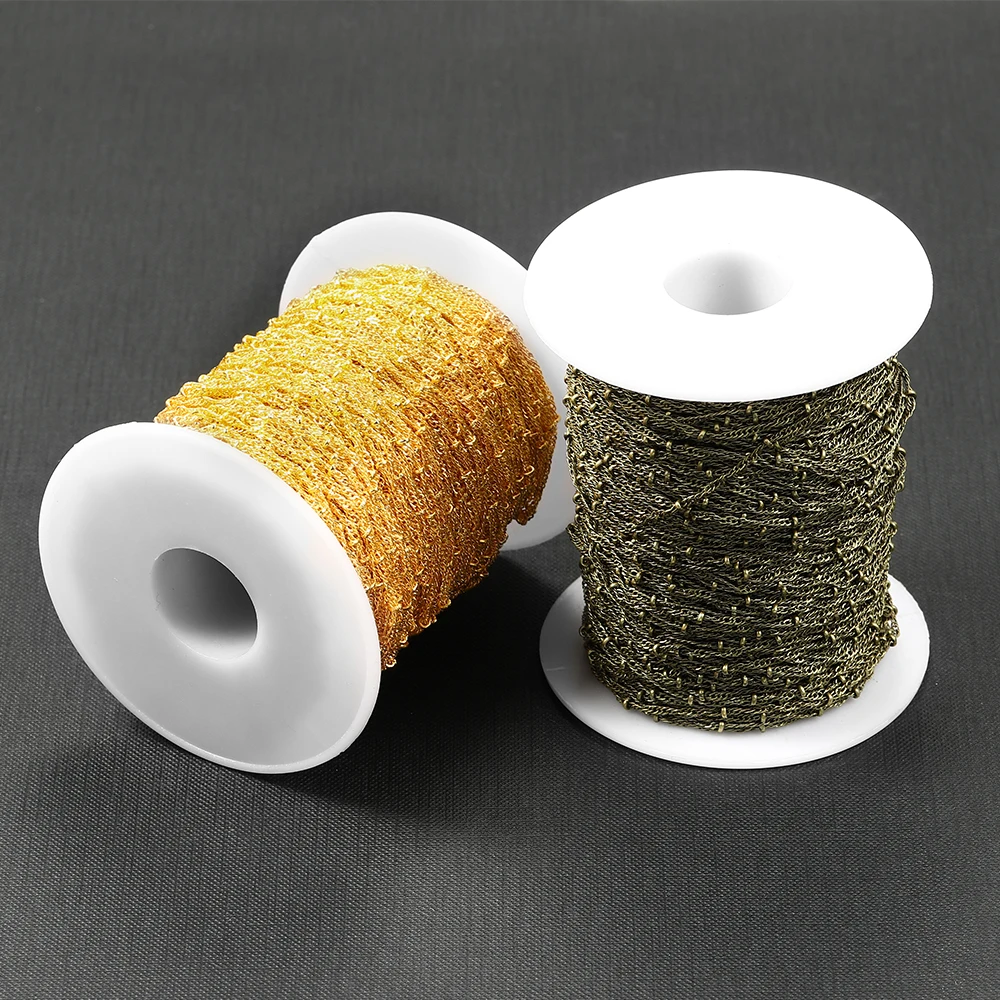 5 м/лот ширина 1 8 мм гофрированная золотая цепочка с шариками для