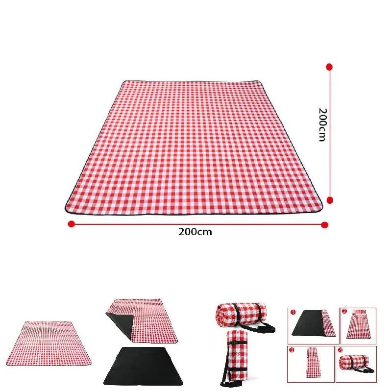 

Red White Plaid Outdoor Foldable Waterproof Picnic Mat Fashion Thicken Pad Breathable Soft Portable Camping Travel Beach Blanket