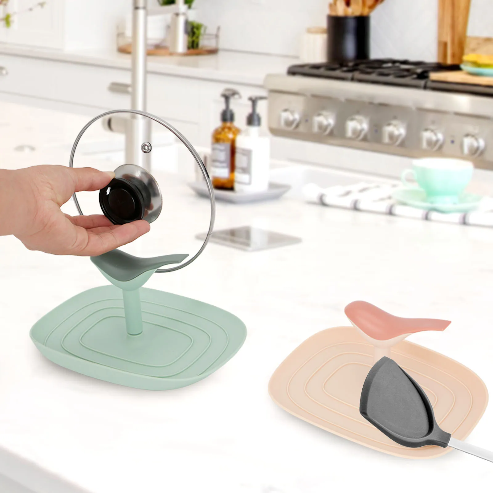 

Multifunction Bird Shape Spoon Rest Kitchen Pan Pot Cover Spoon Lid Rack Pot Lid Holder Rack Strainer Pad Ladle Shelf Containers
