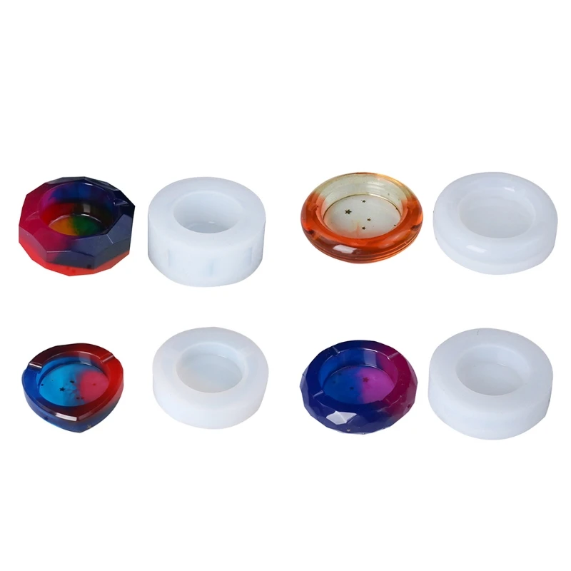 

4 Pcs Different Shapes Ashtray Mold Epoxy Resin Silicone Molds for DIY Casting A2UA