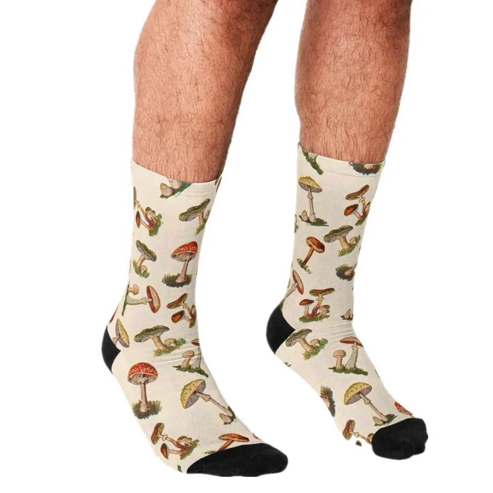 

Мужские носки Харадзюку 2021, носки с принтом грибов, оригинальные счастливые носки в стиле хип-хоп, новинка, повседневные сумасшедшие носки д...