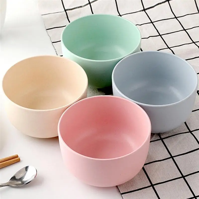 

4pcs Bamboo Fiber Rice Bowls Simple Household Bowl Dish Soup Rice Storage Bowl Kitchen Supplies For Noodle Rice Ingredients