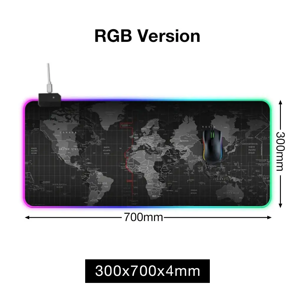 300 700 4 Игровой коврик для мыши светодиодный освещение карта мира RGB светодиодный мышь с подсветкой коврик для ПК ноутбука настольная доска для ключей коврик для мыши Компьютерная площадка - Цвет: 300 700 4