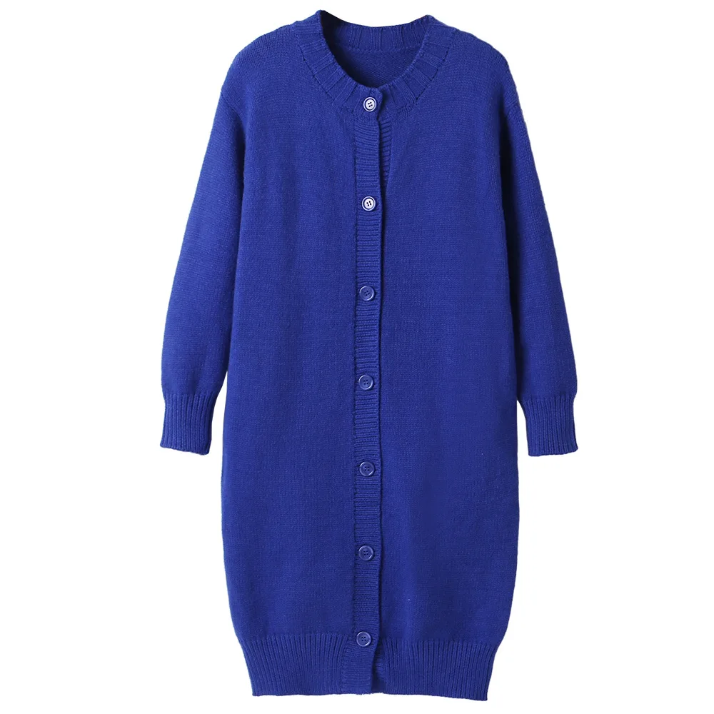 

Long Knitting Button Blue Spring Winter Warm Sweater Girls Kids Plus Velvet Toddler Teens Tops Thicken Children High Quality