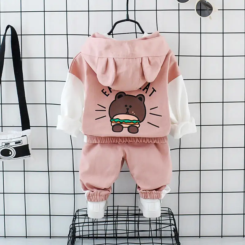 Детский Повседневный костюм с капюшоном для мальчиков и девочек 2 шт./компл.