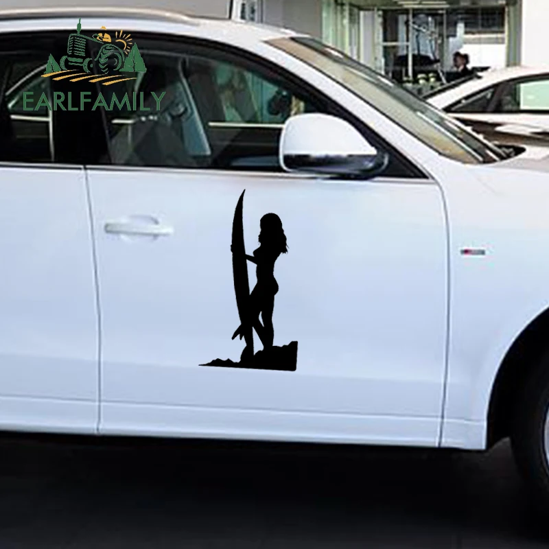 

EARLFAMILY 58cm x 32cm Sexy Girl Surf Board Funny Graphical (one For Each Side) Car Sticker Truck Window Door Vinyl Decal