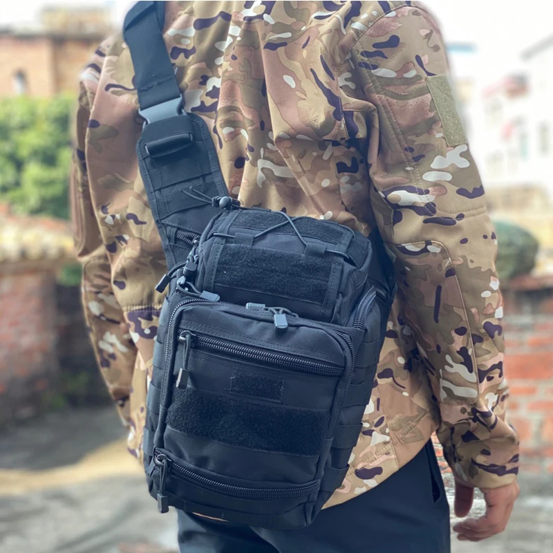 large military sling backpack edc tactical shoulder bag molle army chest pack waterproof outdoor camping trekking camera pack free global shipping