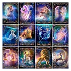 Алмазная 5d Вышивка сделай сам, картина из квадратных страз круглой формы с изображением фэнтези и двенадцати созвездий, фотография, подарок для хобби