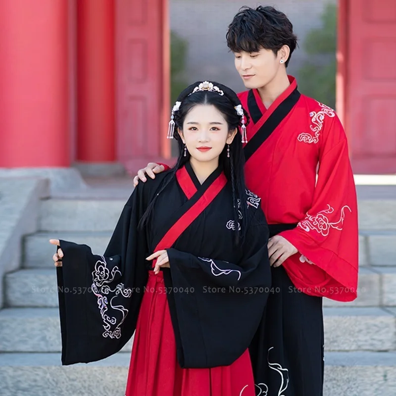 Традиционный китайский женский и мужской свадебный костюм Hanfu Tang старинный