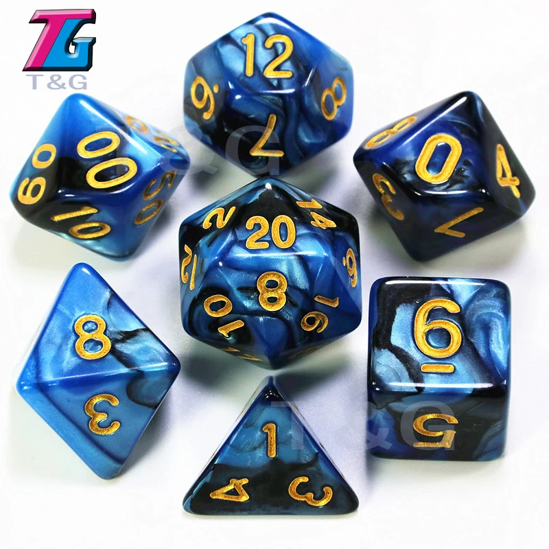 7 шт. игральные кости с сумкой красивого цвета D & d4 d6 d8 d10 d % d12 d20 многогранные