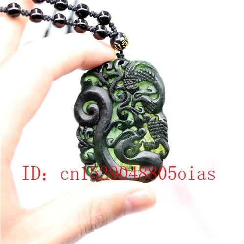 Натуральный черный зеленый нефрит обсидиан Феникс кулон бусы Изящные Ювелирные