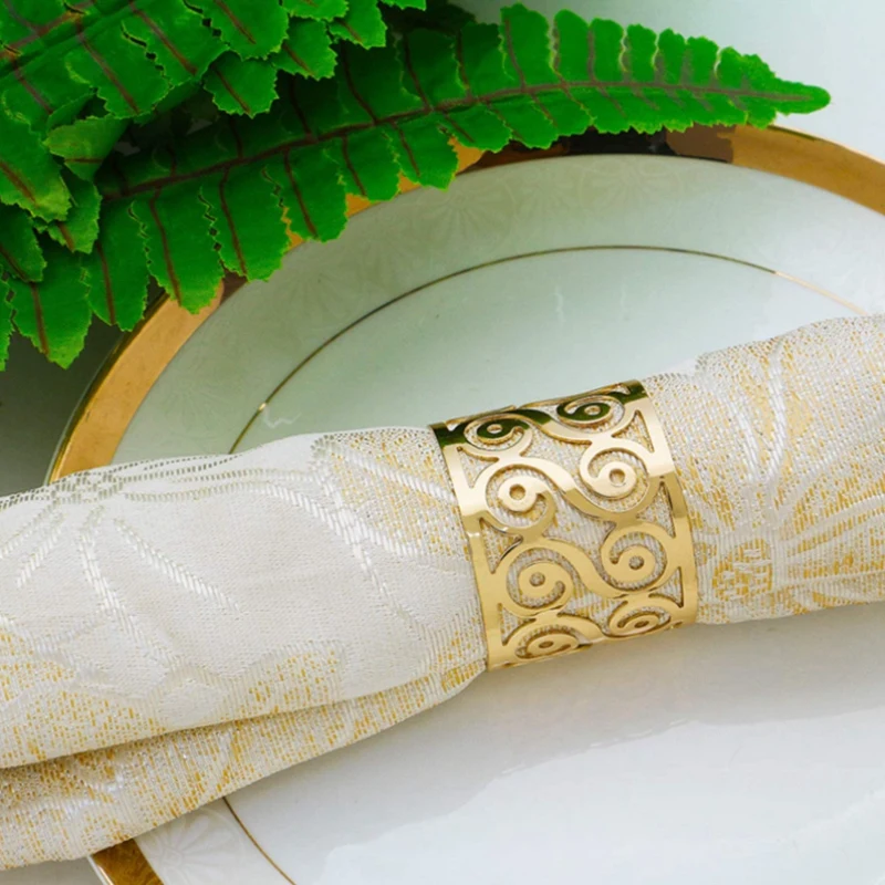 

Golden Napkin Ring 12-Piece Set, Exquisite Round Napkin Ring Suitable for Wedding Holiday Parties