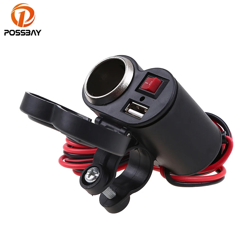 POSSBAY 12V 24V мотоцикл с двумя разъемами USB для больных Зарядное устройство 22 мм руль