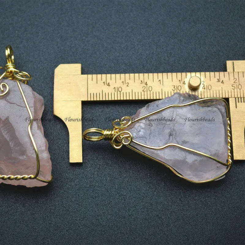 Rough Natural Rose Quartz Irregular Shape Winding Pendant Healing Mineral Gemstone Girlish DIY Gift Necklace Makings | Украшения и
