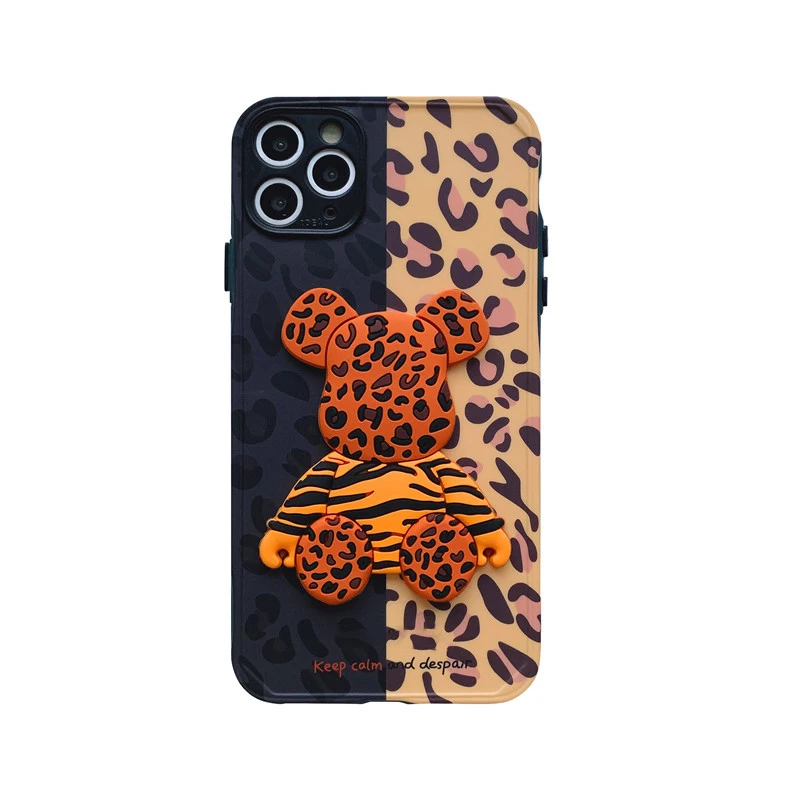 

3D Leopard Bear Cartoon Print Phone Case For iphone 12 11 Pro Max XS XR TPU Women Men Girls Phone Cover For Iphone 7 8 Plus