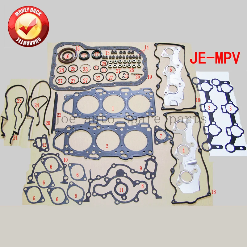 

JE двигателя уплотнительное кольцо для головки блока цилиндров для Мазда MPV Субару OUTBACK/929/Luce/эфини Ms-9 3.0L 18v 2954cc SOHC V6 1986-1994 8DL2-10-271 8DL210271
