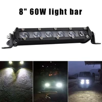 8 inch wrok light led bar led lightbar 60w 6000lm car led headlight light driving fog lamp for truck tractor suv 4x4 4wd offroad