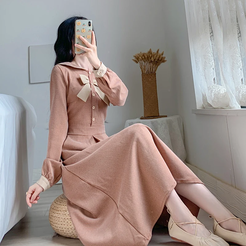 

COIGARSAM French Style Women dress High Waist Dresses 6606
