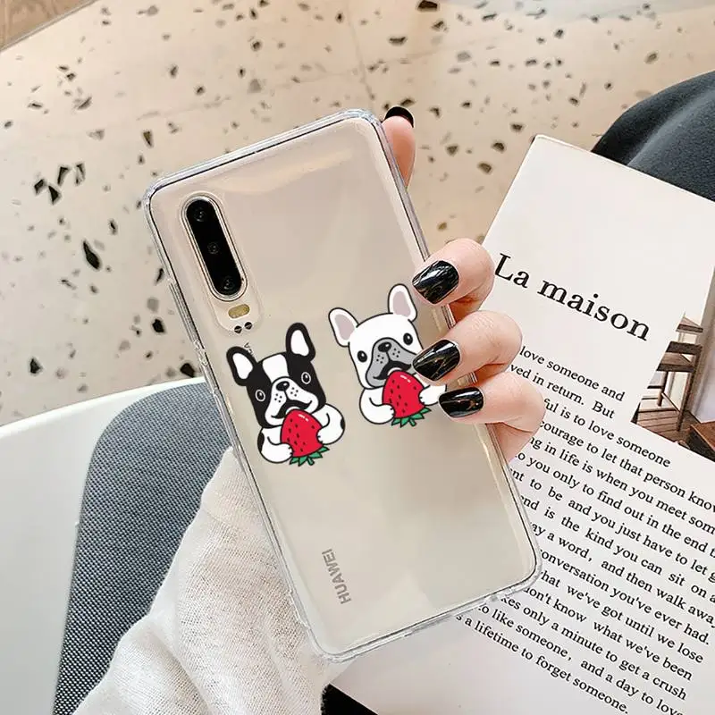 

French cute bulldog pet Phone Case Transparent for Samsung A71 S9 10 20 HUAWEI p30 40 honor 10i 8x xiaomi note 8 Pro 10t 11