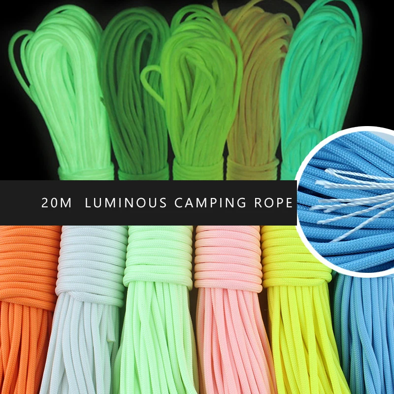 20 метров Паракорд более длинный ночной лагерный канат светящийся Кемпинг