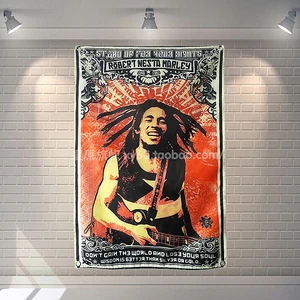 Rock and Roll Pop Band Team Logo Concert Posters Flag & Banner Popular Music Theme Painting KTV Bar Cafe Home Wall Decoration A1