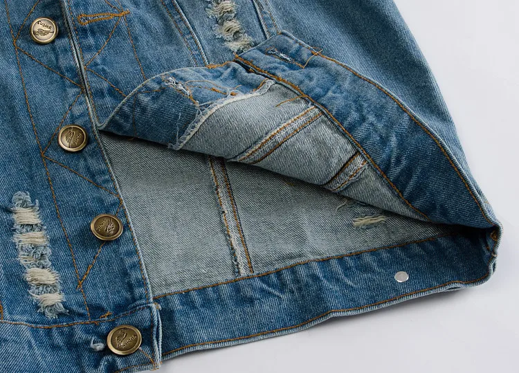 

Ripped Denim Waistcoat Men Sleeveless Raw Edge Mens Vest Coat 2020 Casual Slim Fit Vintage Biker Jeans Vests Gilet Hommes Veste