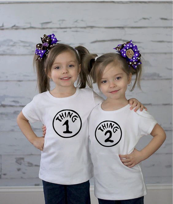 Вещь 1 2 вещи Детская крутая футболка Одинаковая одежда для семьи двойная с