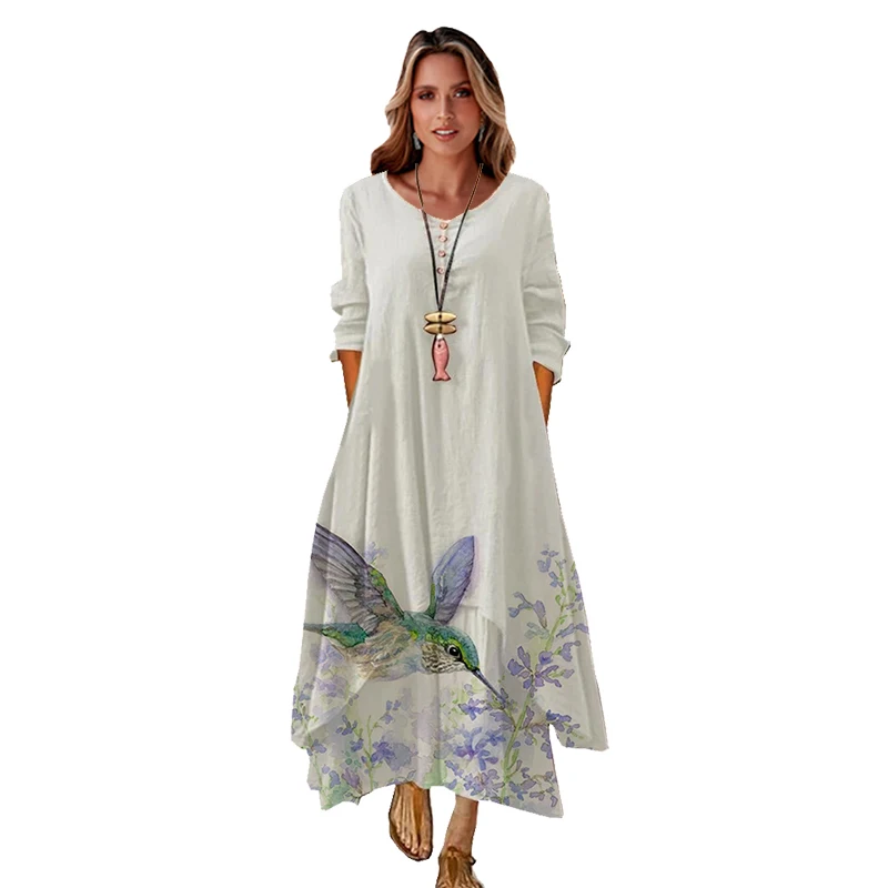 WAYOFLOVE Платье с принтом павлина женское элегантное тонкое платье на пуговицах