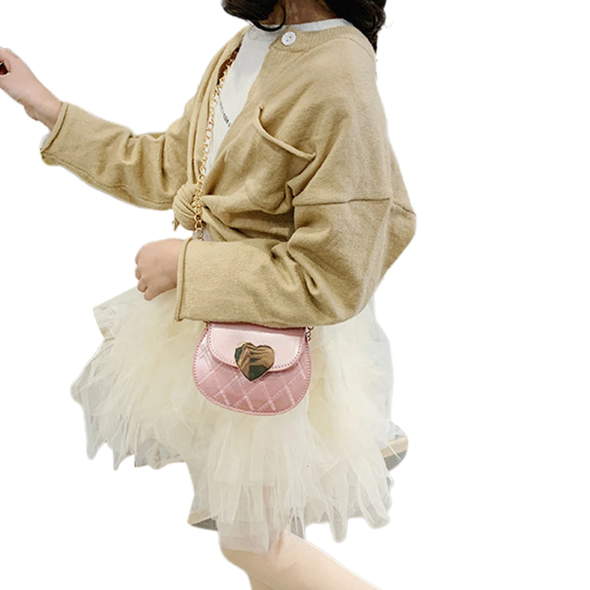 Сумка кросс-боди в форме сердца для маленьких девочек мессенджер на плечо с