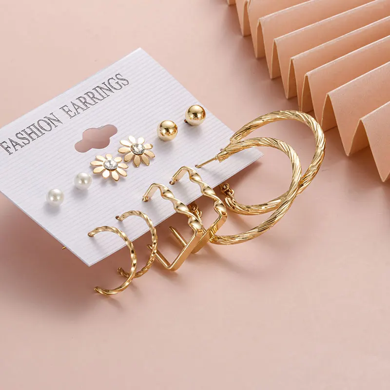 

Fashion Cute Hoop Earrings Set Earrings For Women's Small Circle Round Korean Twisted Metal Charm Earrings 2021 Trend Jewelry