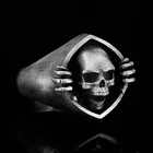 Кольцо мужское с черепом, мотоциклетное Ювелирное Украшение в стиле хип-хоп, скелет, готическое украшение в стиле панк, подарок на Хэллоуин, аксессуары
