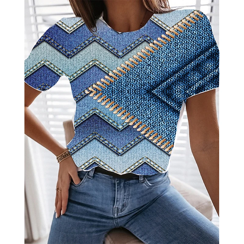 

Женская футболка с коротким рукавом, повседневная Винтажная футболка в уличном стиле с 3D-принтом, лето 2021